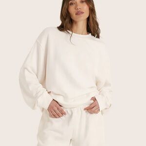 SET Active XL Lightweight Sweats Crewneck Sweatshirt Sweater White Cream